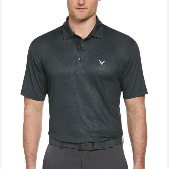 Callaway black and gray gingham print opti dri golf polo size large - Picture 1 of 8